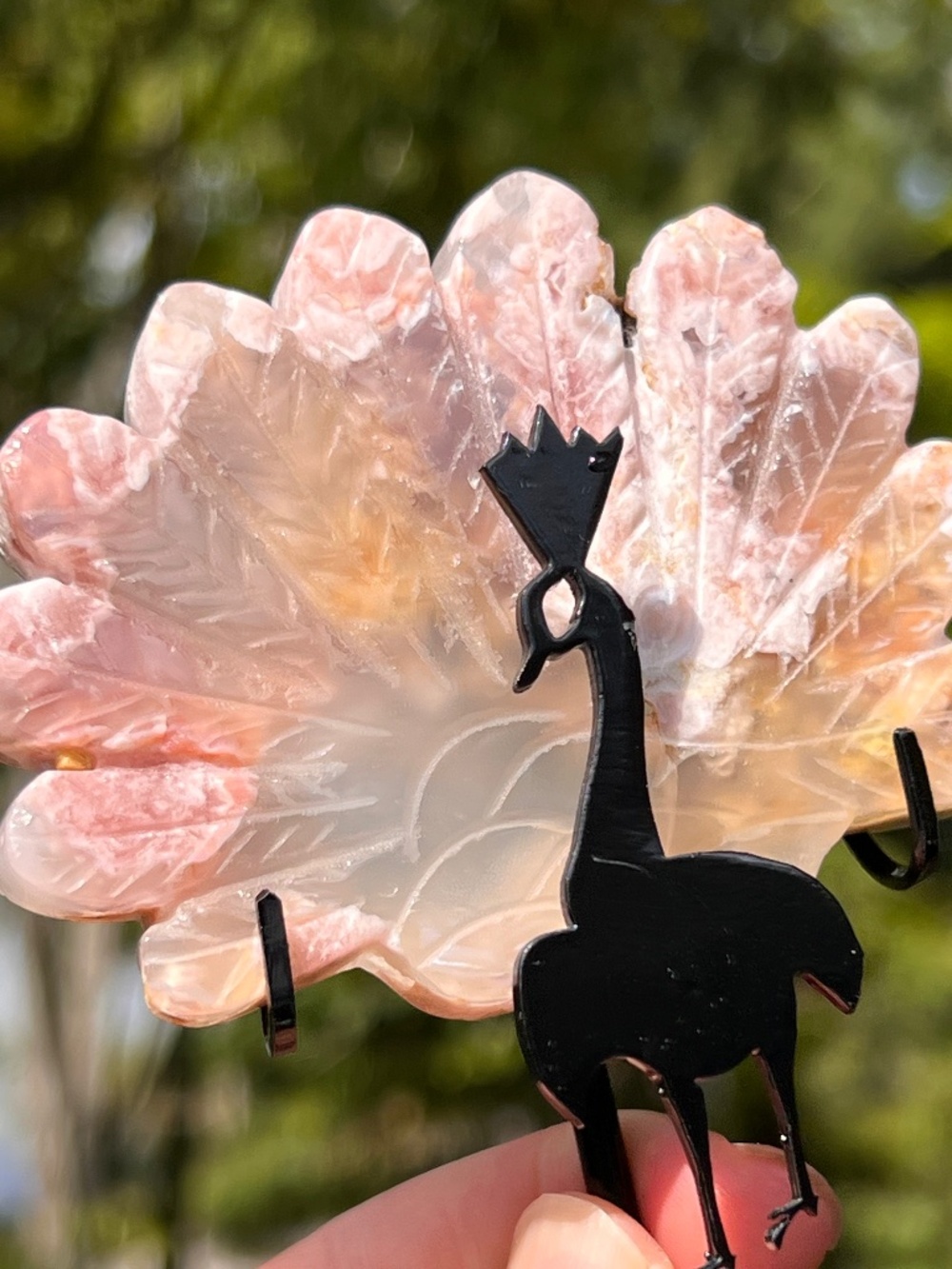 Pink (1) flower agate Peacock | Crystal